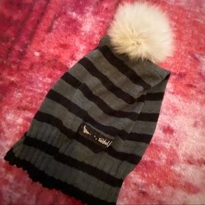 Rachel F Slouchy Toque with Recycled Fur Pom Pom